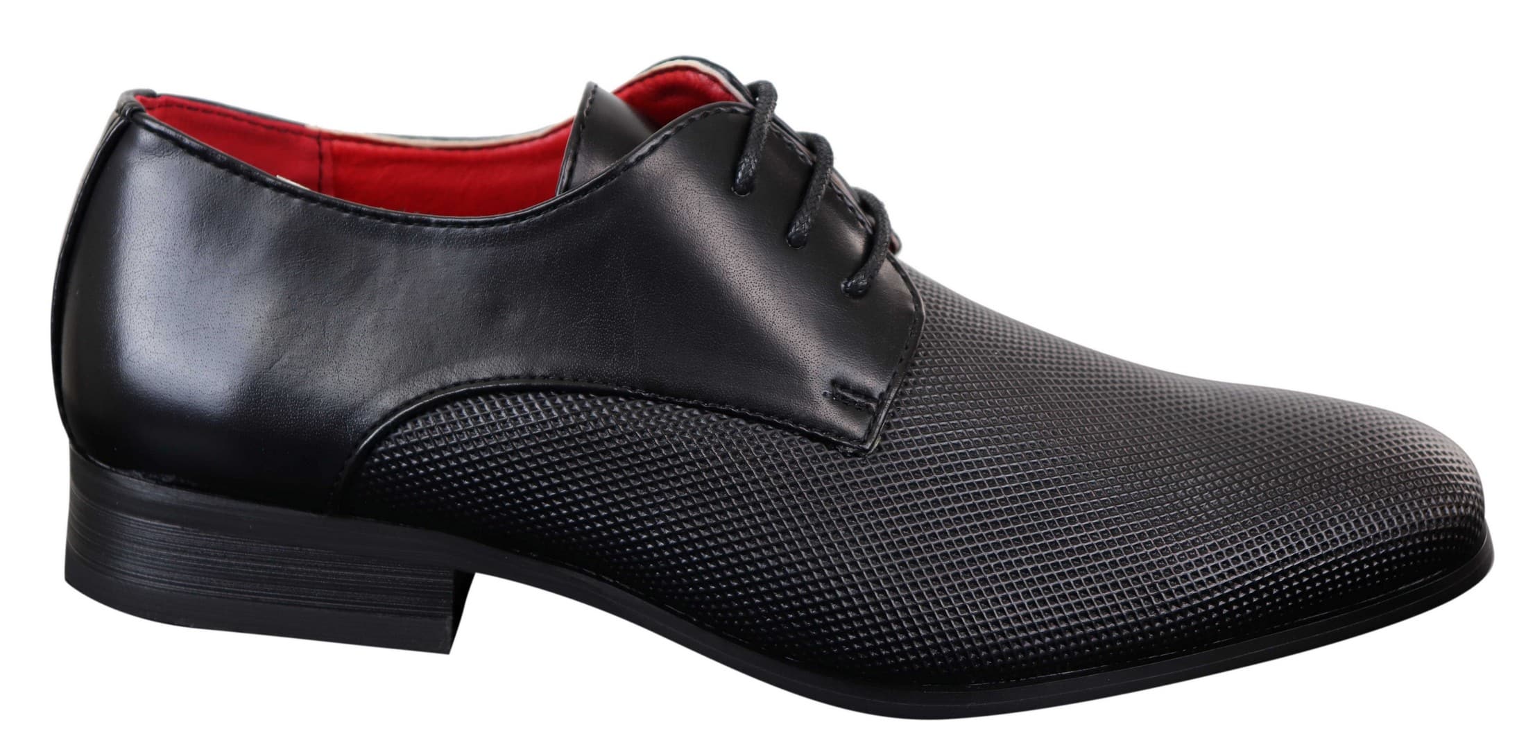 Men's Black Laced Faux Leather Shoes Happy Gentleman