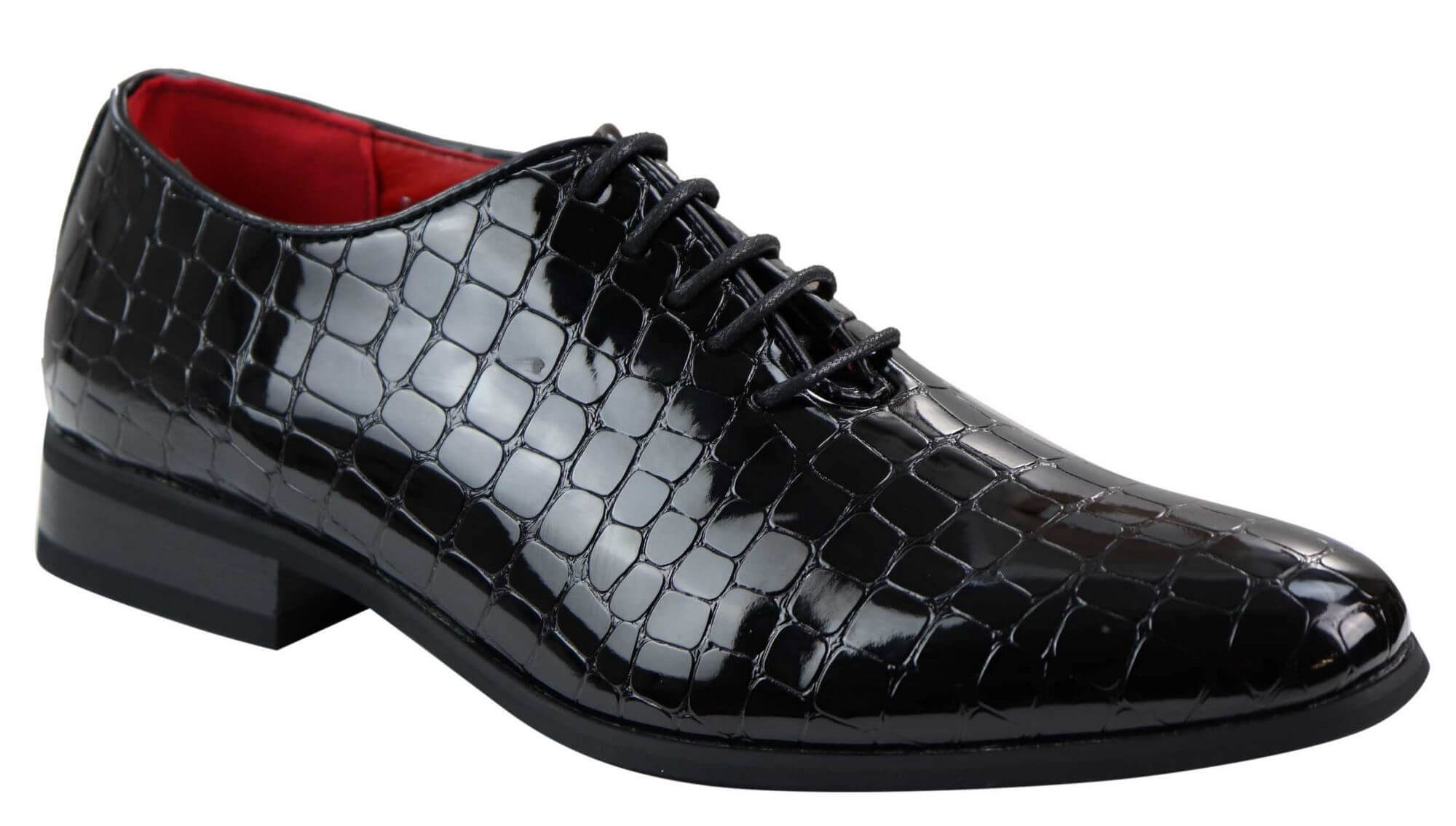 Mens Patent Black Crocodile Style PU Leather Shoes: Buy Online - Happy ...
