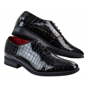 Herren Patent Schwarz Krokodil Stil PU Leder Schuhe