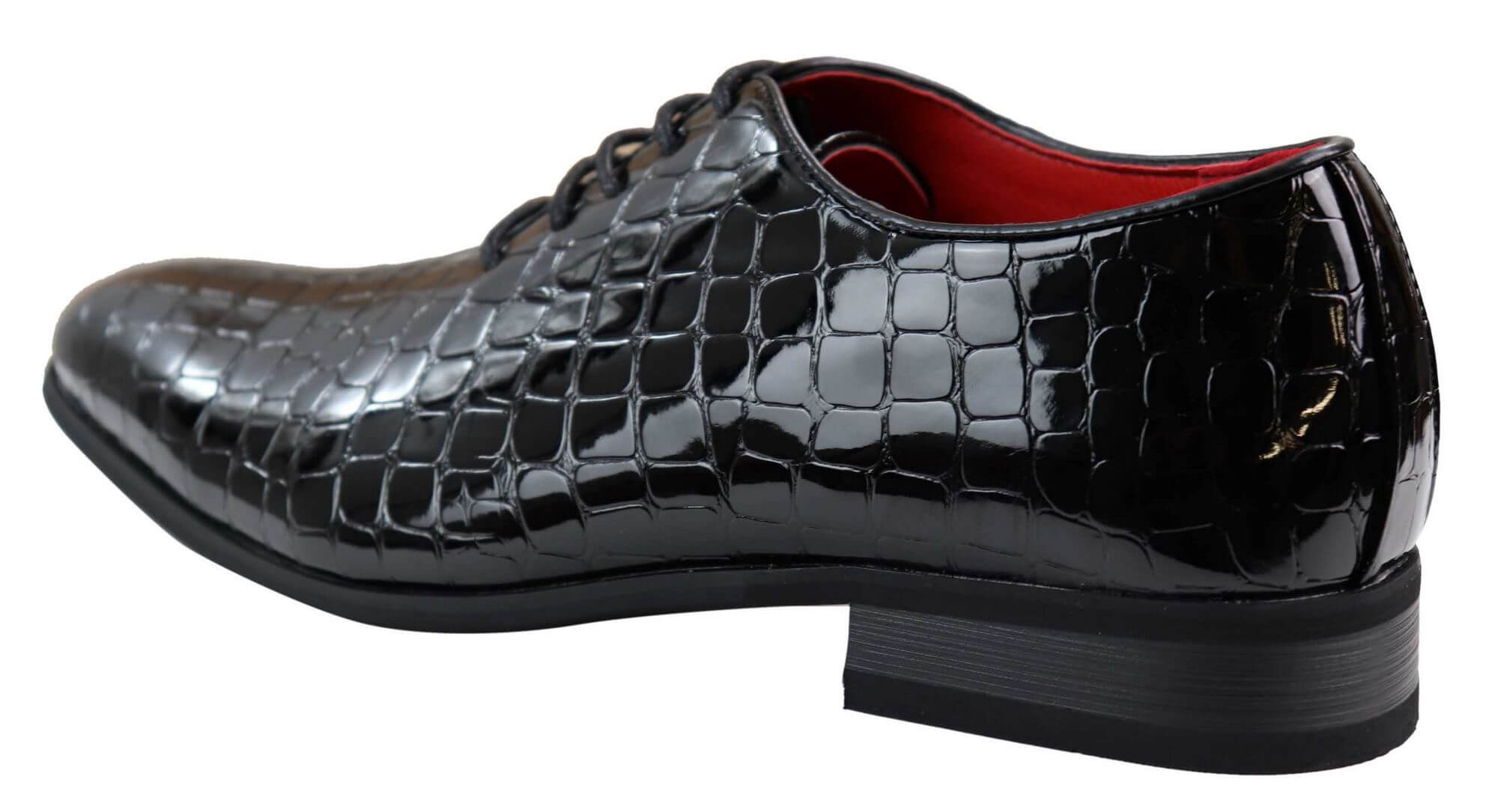Mens Patent Black Crocodile Style PU Leather Shoes: Buy Online - Happy ...