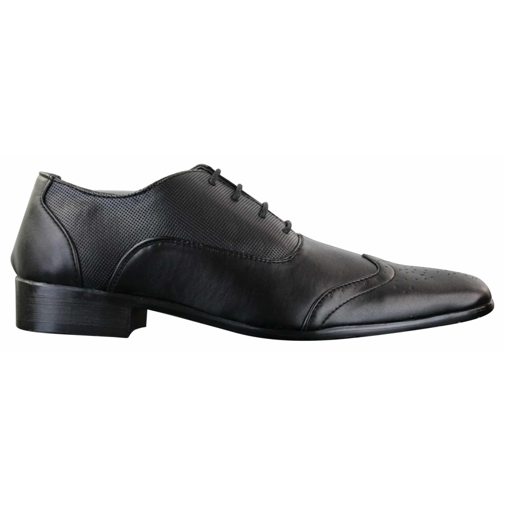 Gio Gino 907001 Mens Black Smart Formal PU Leather Laced Brogues Shoes ...