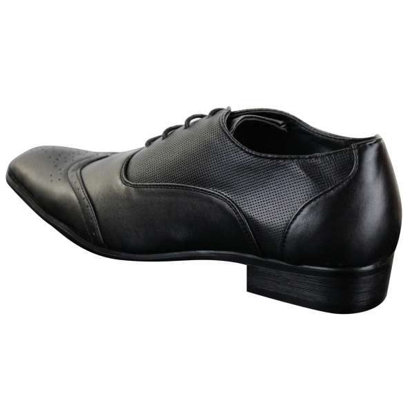Gio Gino 907001 Mens Black Smart Formal PU Leather Laced Brogues Shoes Gatsby Italian Classic