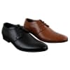 Mens Black Tan Brown Perforated PU Leather Laced Smart Casual Shoes