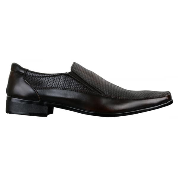 Herren Braun Schwarz Formal Smart Slip On Schuhe Texturierte PU Leder Italienisch Design