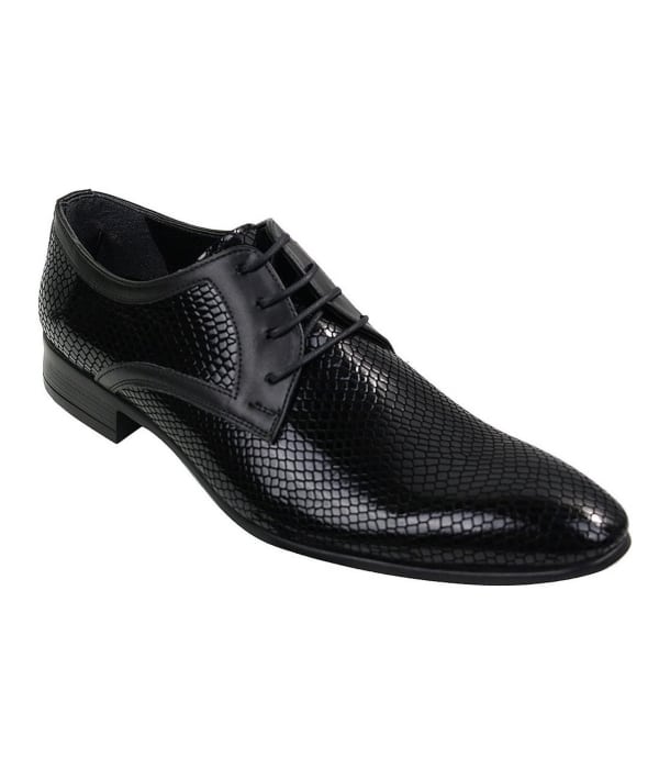 Mens Smart Formal Laced Navy Red Black Patent Crocodile Snake Leather Shiny Shoes