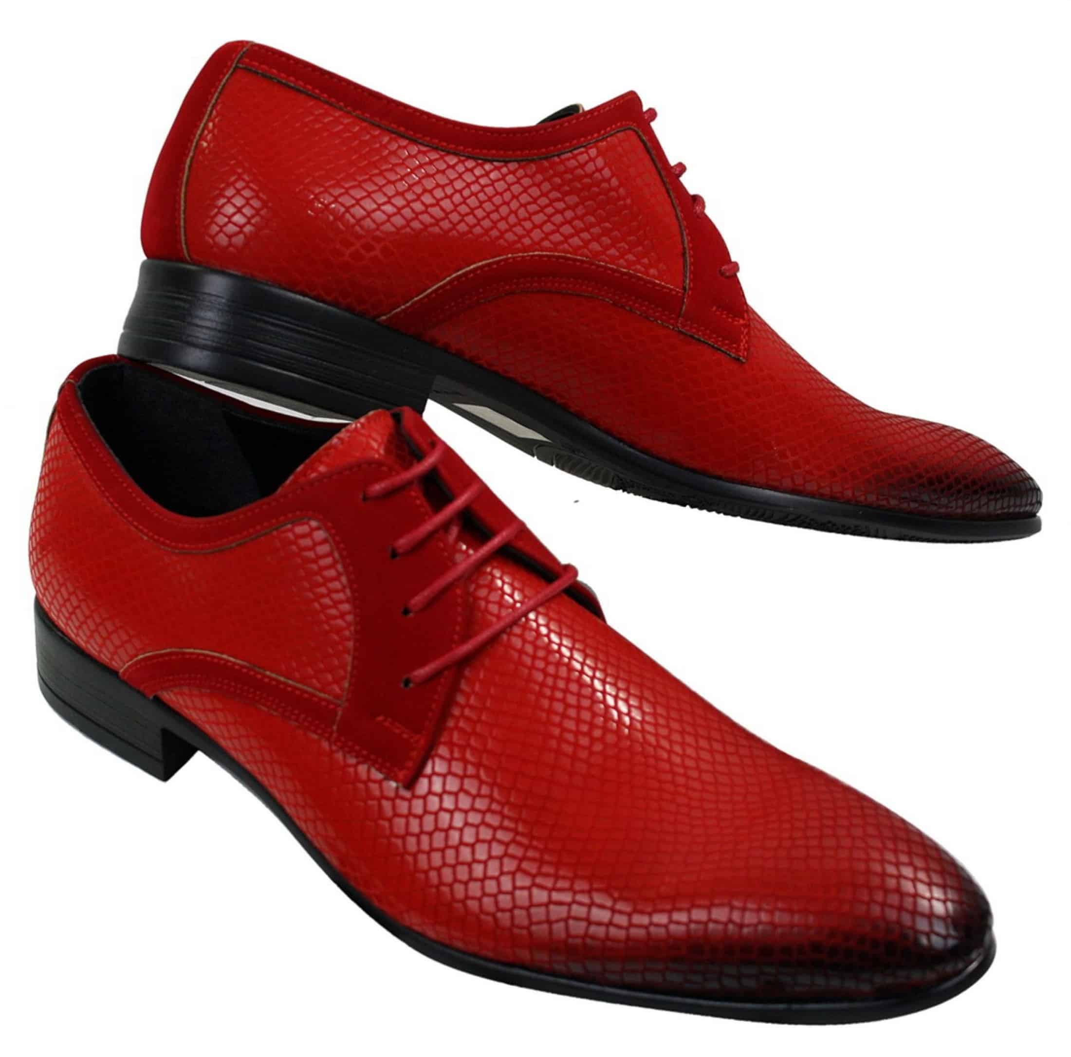 Mens Smart Formal Laced Navy Red Black Patent Crocodile Snake Leather ...