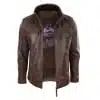 Real Leather Mens High Collar Jacket - Brown