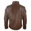 Real Leather Mens High Collar Jacket - Brown