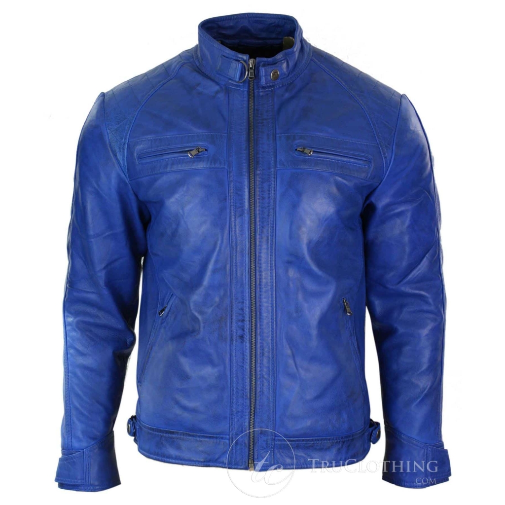 Navy Blue Leather Jackets Mens Buy Online Happy Gentleman Uk 4369