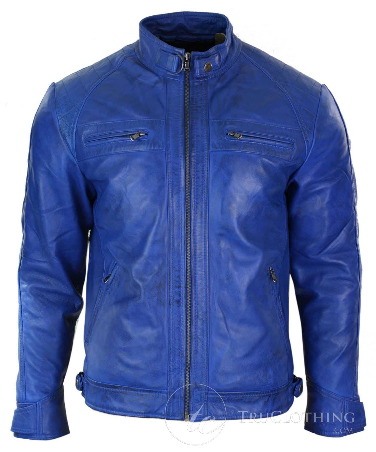 Aviatrix Real Leather Mens Retro Style Zipped Biker Jacket Soft Black ...