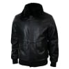 Mens Real Fur Collar Leather Bomber Pilot Flying Jacket Black Brown-Black