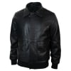 Mens Real Fur Collar Leather Bomber Pilot Flying Jacket Black Brown-Black