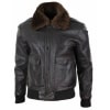 Mens Brown Leather Bomber Jacket