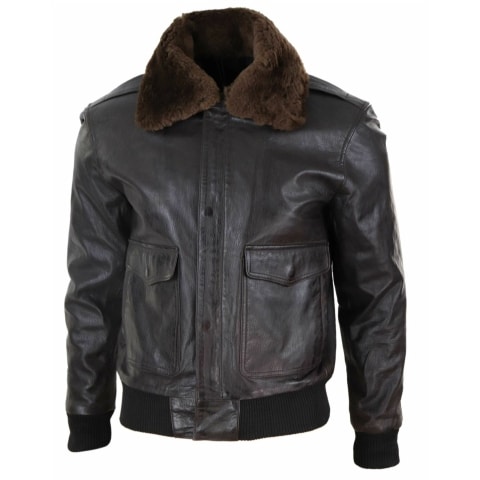 Mens Brown Leather Bomber Jacket: Buy Online - Happy Gentleman