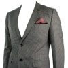 Mens Tweed Vintage Retro Brown Checked Blazer Elbow Patch Black Trim Tailored