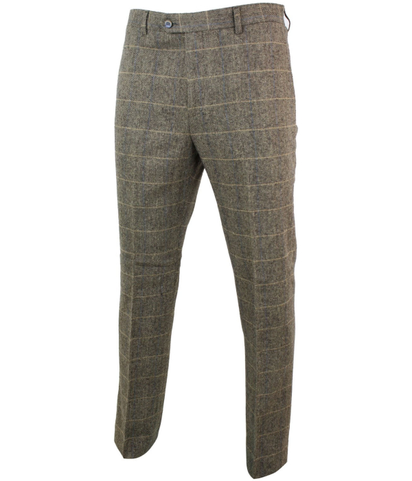 Albert - Men's Tan Brown Tweed Trousers