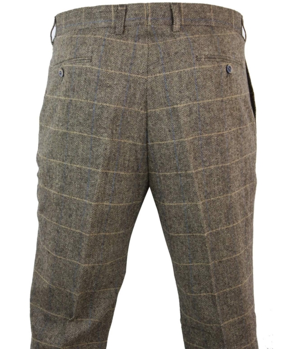 Albert - Men's Tan Brown Tweed Trousers