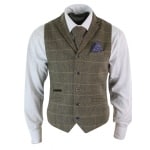 Mens Milano Tweed Waistcoat Check S to 3XL Vintage Tailor Fit 
