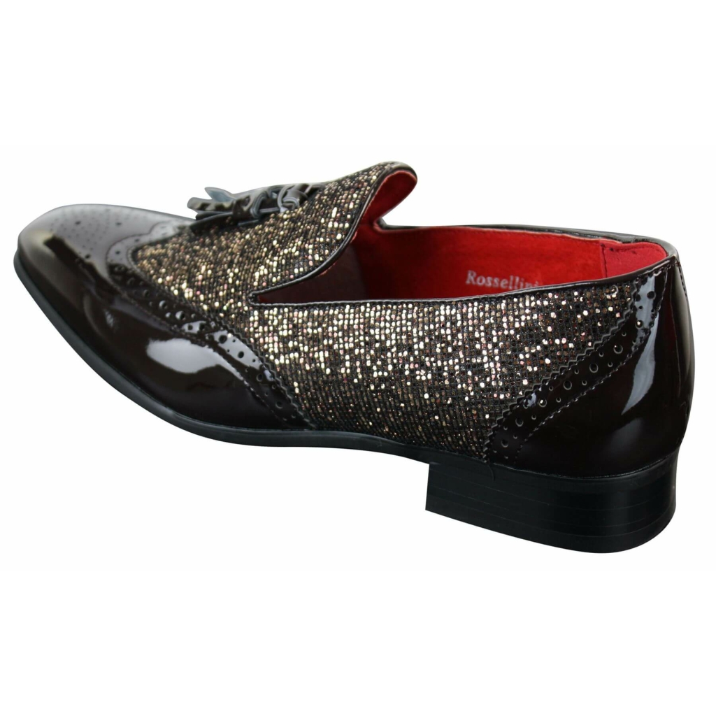 Mens Smart Party Shiny Tassle Shoes Red Silver Black Slip On Patent Leather Buy Online Happy 4182