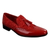 Mens Smart Party Shiny Tassle Shoes Red Silver Black Slip On Patent Leather