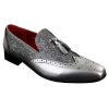 Mens Smart Party Shiny Tassle Shoes Red Silver Black Slip On Patent Leather