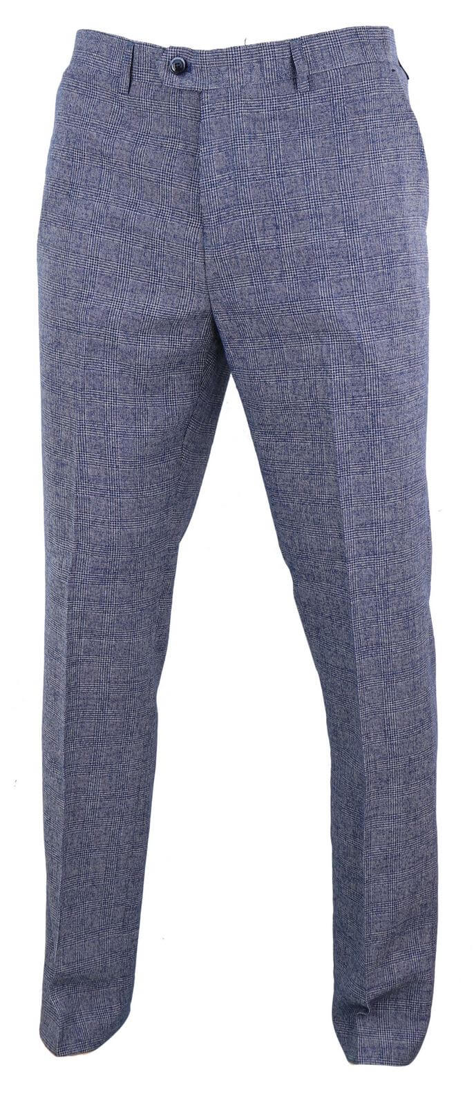 Cavani Antonio  Mens GreyBlue Check Vintage Trousers  Regular Length  Buy Online  Happy Gentleman