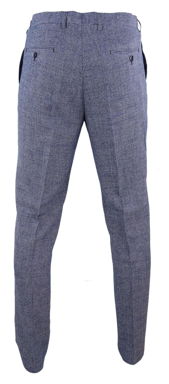 Cavani Antonio - Men's Grey-Blue Check Vintage Trousers - Regular ...
