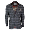 Cavani Archie - Mens Vintage Tweed Check Blazer Jacket-Black