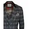Cavani Archie - Mens Vintage Tweed Check Blazer Jacket-Black