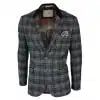 Cavani Archie - Mens Vintage Tweed Check Blazer Jacket-Black