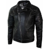 Real Leather Punk Rock Cross Zip Mens Biker Jacket Vintage Retro Effect