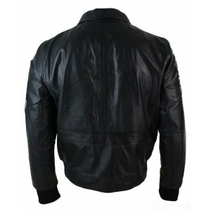 Mens Real Leather Black Bomber Badge Air Force Pilot Flying Jacket ...