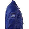 Mens Real Leather Black Bomber Badge Air Force Pilot Flying Jacket-Blue