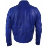 Mens Real Leather Black Bomber Badge Air Force Pilot Flying Jacket-Blue