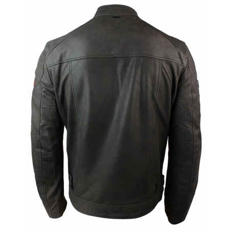 Real Leather Vintage Brown Racer Badge Mens Biker Jacket Washed ...