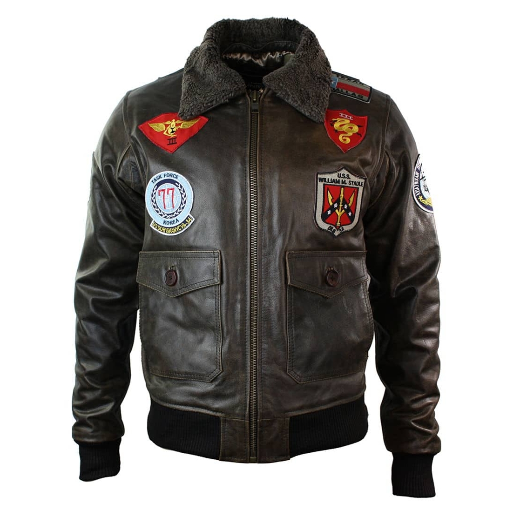 Mens Real Leather US Aviator Air Force Pilot Flying Bomber Jacket Black ...