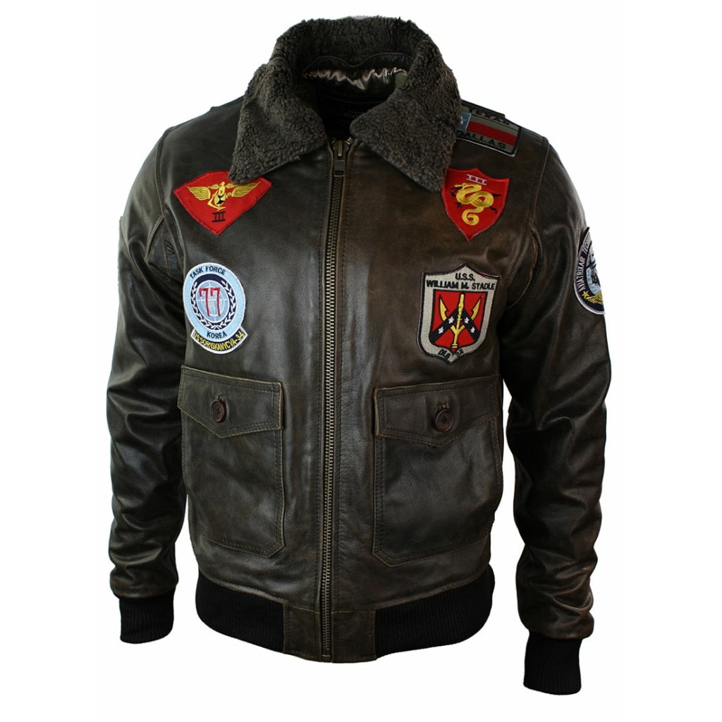 Mens Real Leather US Aviator Air Force Pilot Flying Bomber Jacket Black ...