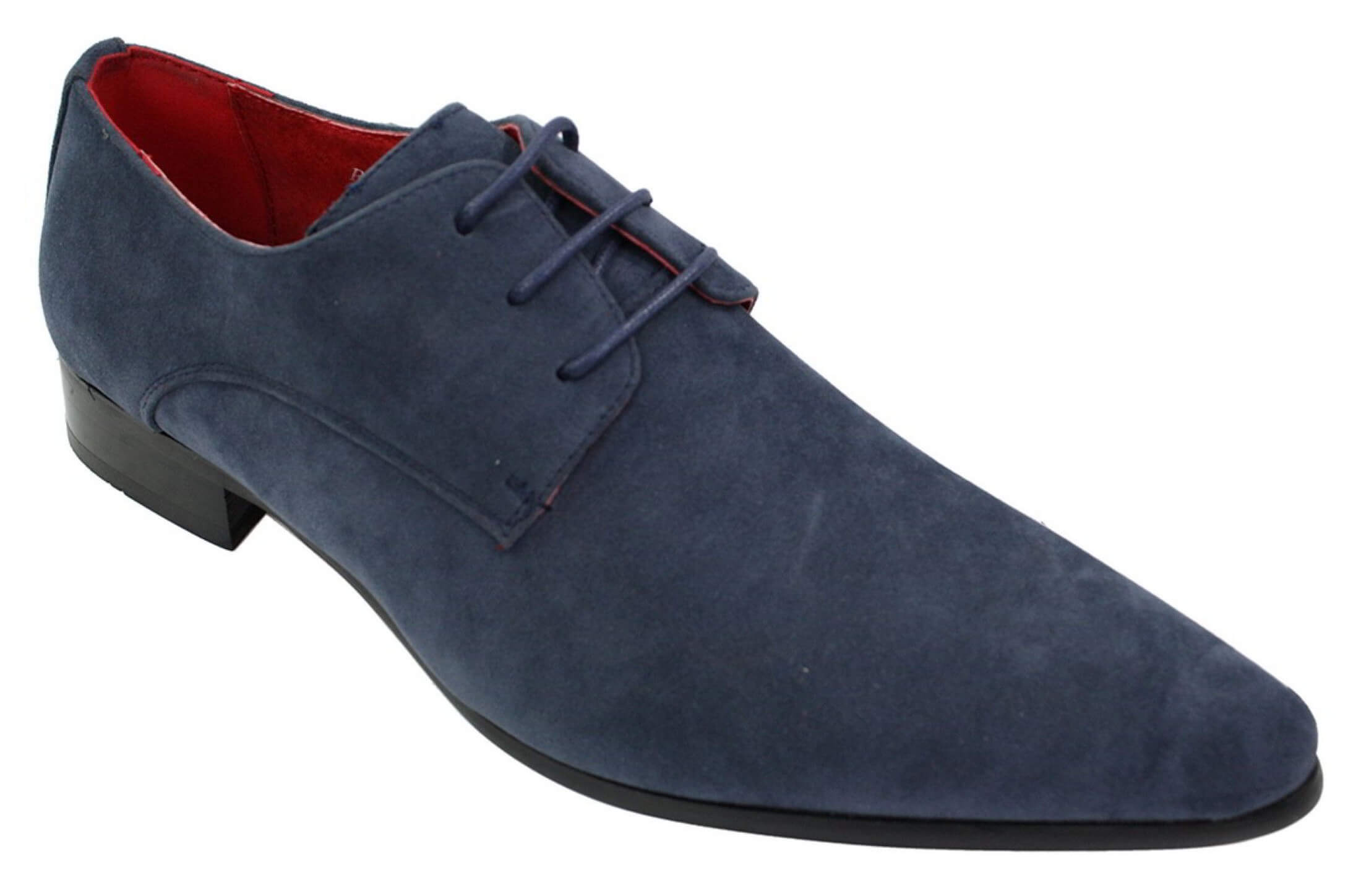 Mens Laced Pointed Suede Leather Blue Italian Design Shoes Smart Casual ...