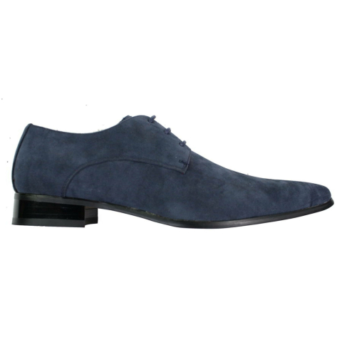 Mens Laced Pointed Suede Leather Blue Italian Design Shoes Smart Casual ...