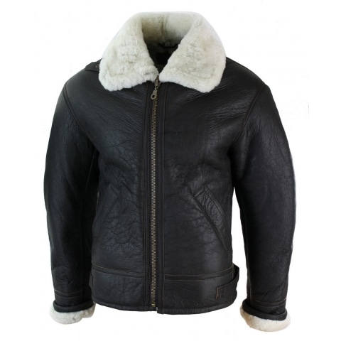 Mens Real Leather Sherling Sheepskin Original B3 Flying Pilot Jacket ...