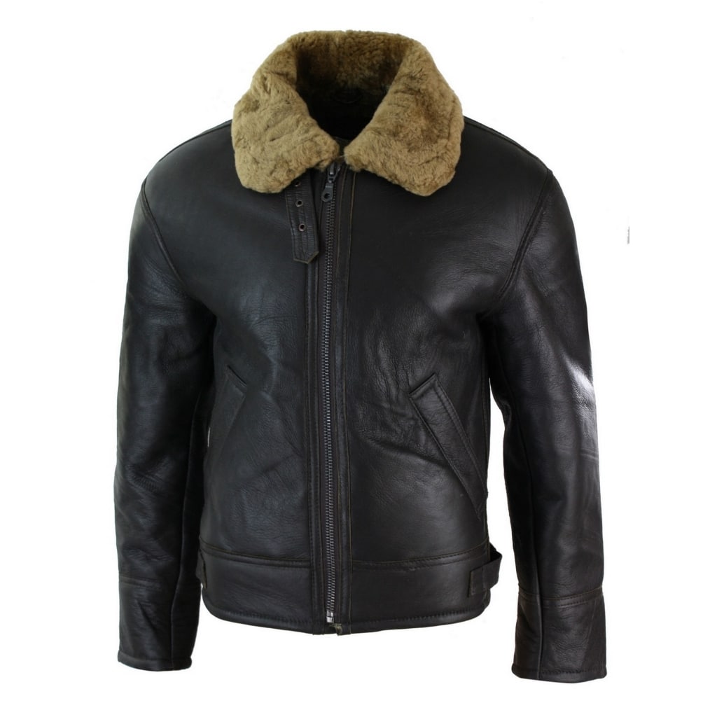 Mens Real Leather Sherling Sheepskin Original B3 Flying Pilot Jacket ...