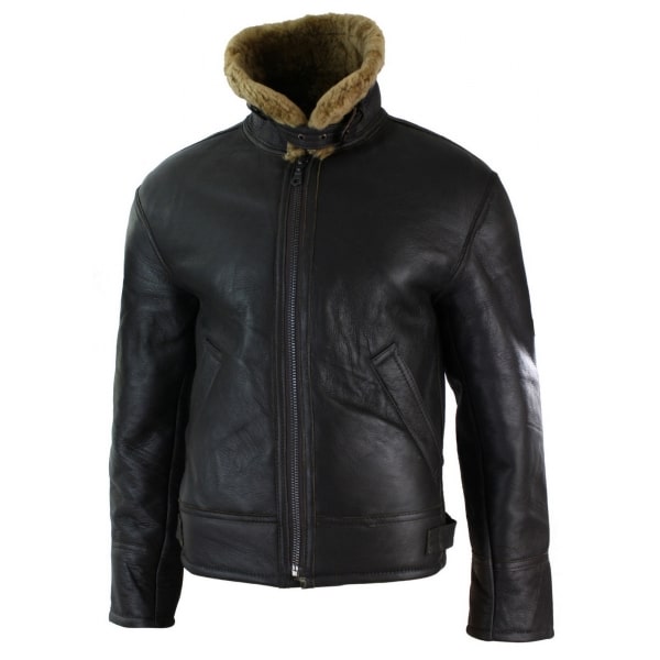Mens Real Leather Sherling Sheepskin Original B3 Flying Pilot Jacket Warm Winter-B3 Brown Ginger