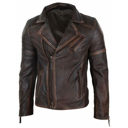 Real Leather Mens Slim Fit Jacket - Brown-Red: Buy Online - Happy Gentleman