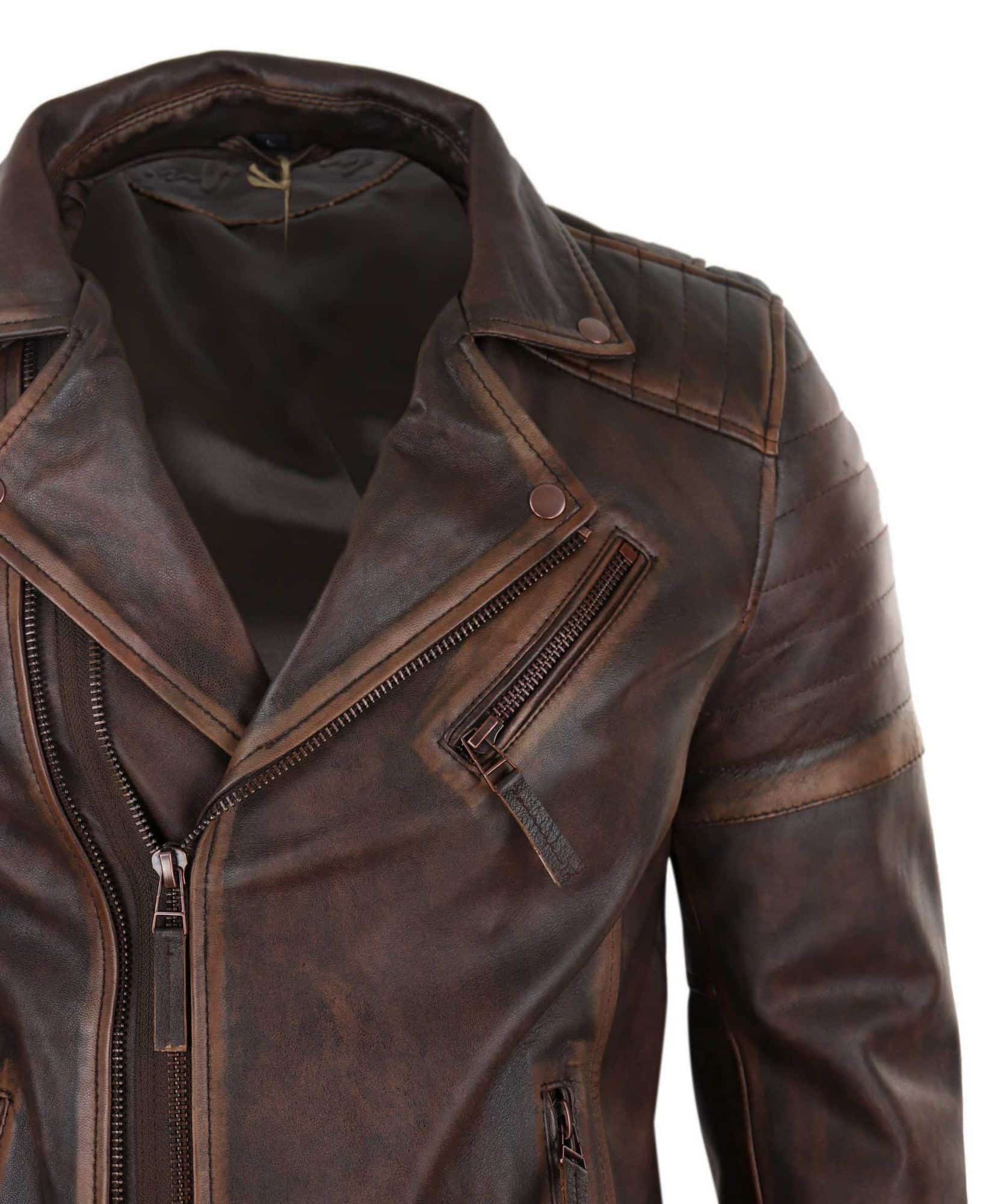 Real Leather Mens Slim Fit Jacket - Brown-Red: Buy Online - Happy Gentleman