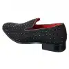 Mens Suede Slip On Loafers Shoes Stud Spikes Silver Smart Casual Shiny Party