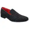 Mens Suede Slip On Loafers Shoes Stud Spikes Silver Smart Casual Shiny Party