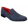 Mens Suede Slip On Loafers Shoes Stud Spikes Silver Smart Casual Shiny Party