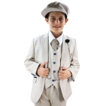 Boys Cream Tweed 3 Piece Suit Caridi - Wedding Suit - 8 Years