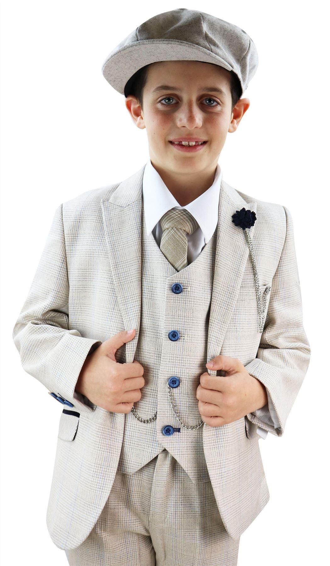 Childrens Boys Kids Tweed Check Peaky Blinders 3 Piece Suit Wedding Formal  Wear | eBay