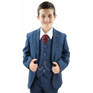 Boys Blue Tweed 3 Piece Suit Carnegi – Wedding Suit